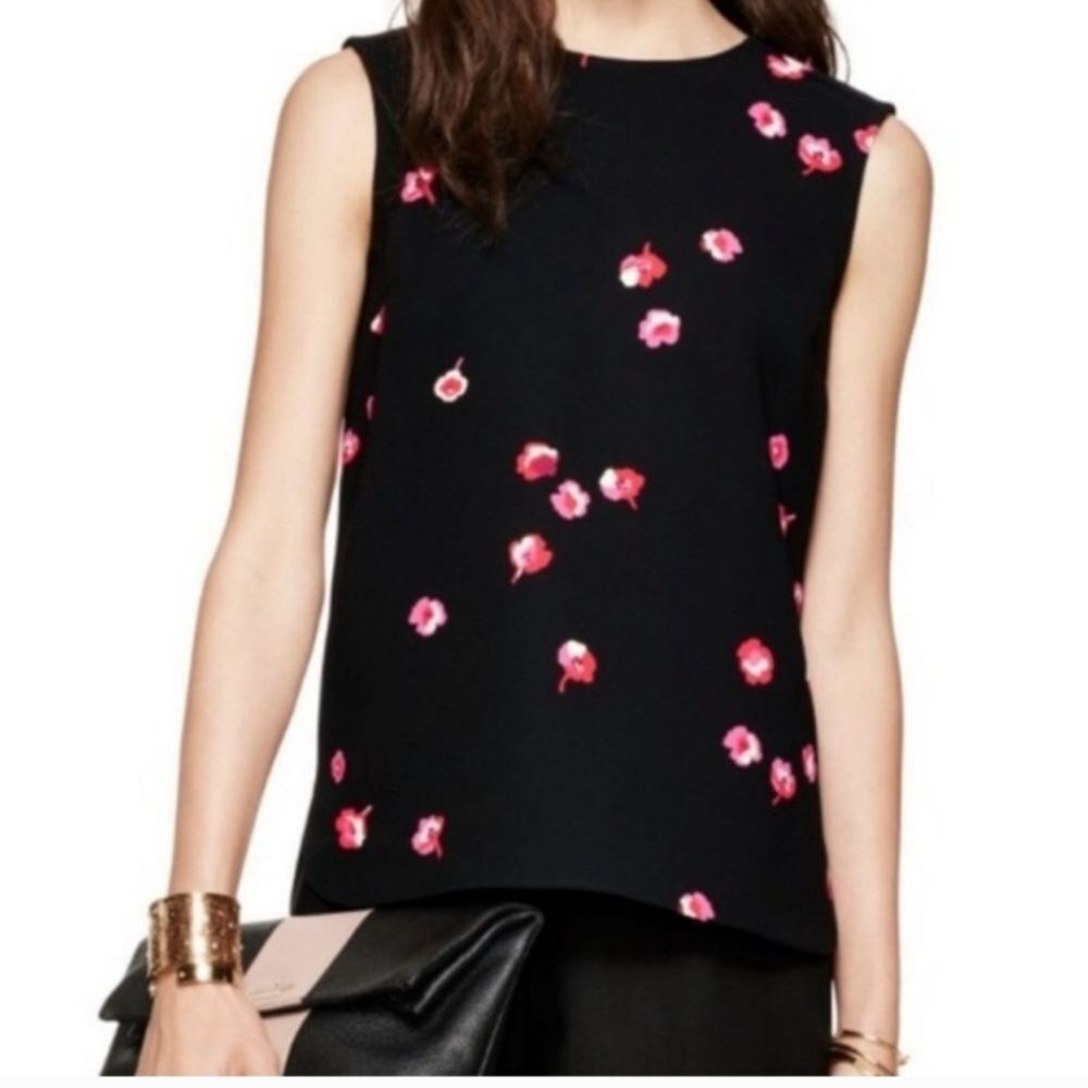 Kate Spade Cherry Blossom Sleeveless Top in Black